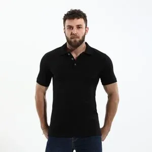 Cottonil Outwear Basic Classic Collar Black Polo Shirt