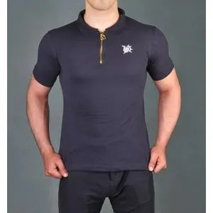 wen wod Short Sleeves Polo Shirt - Navy Blue