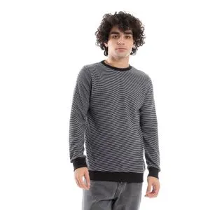 Caesar Mens Round Neck Stripped Sweatshirt