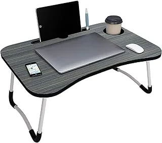 Computer-desk office laptop desk serving bed tray breakfast table,portable lap desk for eating writing reading notebook holder, adjustable & foldable, multi-function lapdesk table with cup holder