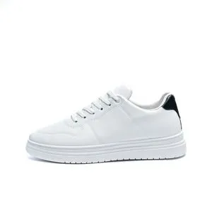 Desert Big Size Basic Lace-up Flat Sneakers For Men - White
