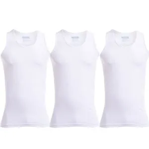 Embrator Bundle Of  Three 100% Pure Cotton Solid Sleeveless - White