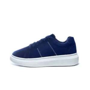 Desert Basic Lace-Up Chamois Flat Sneaker For Men Navy Blue