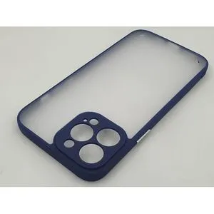 TPU Shockproof Case Semi Transperent Back & Silver Buttons For IPhone 13 Pro Max - Blue