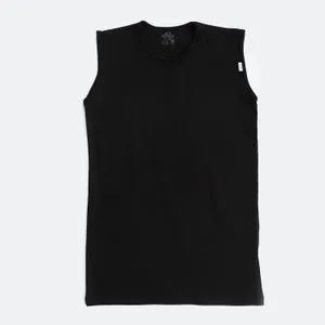 Cottonil Black -Wide Sleeves (O) Stretch Cotton Men's Tank Top