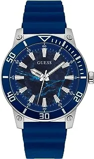 GUESS Watch for Men, Quartz Movement, Analog Display, Blue Stainless Steel Strap-GW0420G1