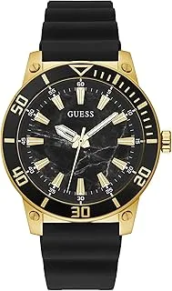 GUESS Watch for Men, Quartz Movement, Analog Display, Black Silicone Strap-GW0420G2