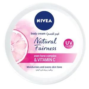 NIVEA Natural Glow Body Cream, Even Tone Complex & Vitamin C, All Skin Types, Jar 50ml