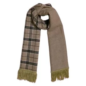 Scarf Collections Double Face Solid & Plaid Check/Carreau/Stripe Pattern Wool Winter Scarf/Shawl/Wrap/Keffiyeh/Headscarf/Blanket For Men & Women - Small Size 30x150cm - P03 Dark Beige