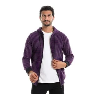 Caesar Mens Stripped Hoodie With Zipper