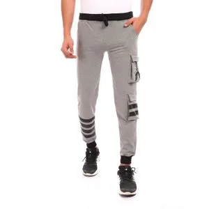 Caesar Elastic Waist Printed Baggy Sweatpants - Grey