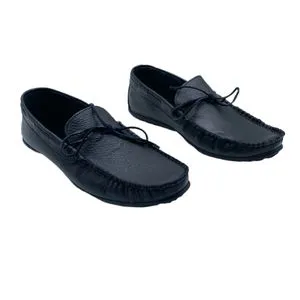 Roadwalker ARL9-Genuine Leather Stitch Detail Slip On Shoes For Men-Black