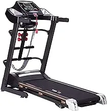 Top fit mt-722ms-ac digital treadmill with massage belt, situp bench, and twister, 68 x 127 cm, 3.5 hp - black