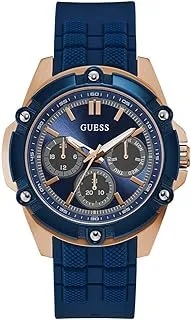 GUESS Watch for Men, Quartz Movement, Analog Display, Blue Silicone Strap-W1302G4