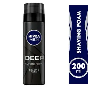 NIVEA MEN MEN Shaving Foam, DEEP Smooth Shave Antibacterial Black Carbon, 200ml