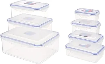 El watania food containers easy lock set 7 pieces transparent*blue/400ml/550ml/700ml/1lt/1.3lt/2lt/5.5lt