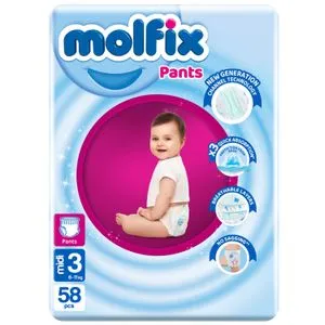 Molfix Baby Diaper Pants - Size 3 - 58 Pcs