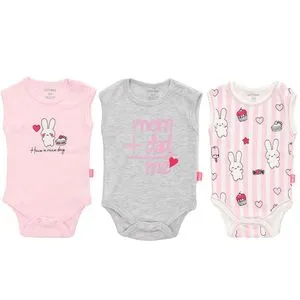 Cottonil Bundle Of Three Cut Snap Closure Bodysuit Set For Newborn