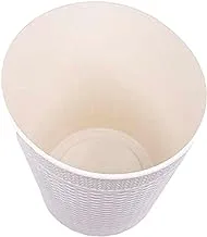 Generic Plastic round basket with rattan design for home - off white