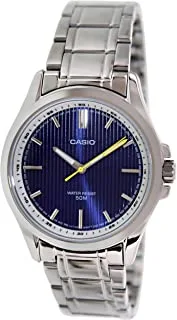 Casio #mtp-e104d-2av men's standard analog stainless steel 50m blue dial watch