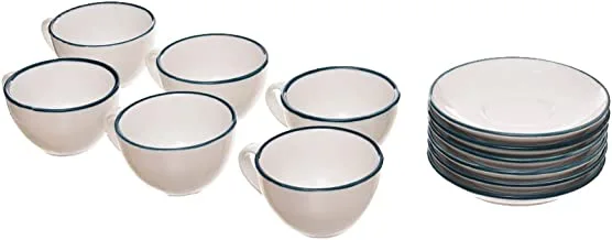 Rosa FM 8968 120095 White Petroleum Line Bianca Porcelain Tea Cup Set, 12 Pieces With Durable Material For Home And Office