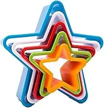 Generic Plastic Cookie Cutter Mold With Star Design For Kitchen Set Of 5 Pieces - Multi Color