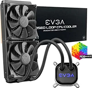 مبرد وحدة المعالجة المركزية السائل / الماء EVGA CLC 280 ، تبريد RGB LED 400-HY-CL28-V1 ، أسود