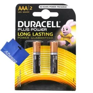 Duracell PLUS POWER Batteries AAA Alkaline ,1.5v ,2 Batteries  + Azwaaa Gift