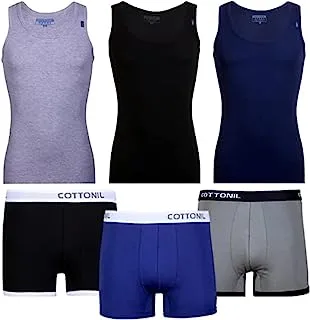 Cottonil set of 3+3 Plain Boxer + Derby Sleeveless Multicolor