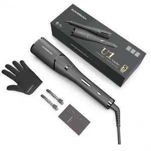 Rush Brush U1 Curler Black Automatic Hair Curly ، 6 إعدادات للحرارة ، سيراميك ، برميل 22 مم