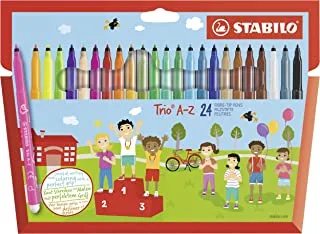 (1, Assortis) - STABILO Trio A-Z Wallet of 20 + 4 FREE neon colours - felt-tip pen with triangular grip zone