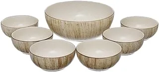 Rosa FM 8968 807033 Beige Coup Porcelain Khoshaf Set, 7 Pieces With Durable Material For Home