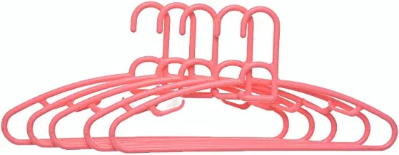 Generic Plastic Flexible Sturdy Clothes Hangers Set Perfect For Standard Daily Use 40 CM Set Of 5 Pieces - Pink