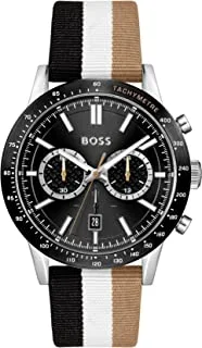 Hugo Boss Watch for Men, Automatic Movement, Analog Display, Brown Nylon Strap-1513963