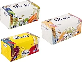 Handy Facial Pack 550 Tissues (Pack of 3) - multi color and Assorted prints