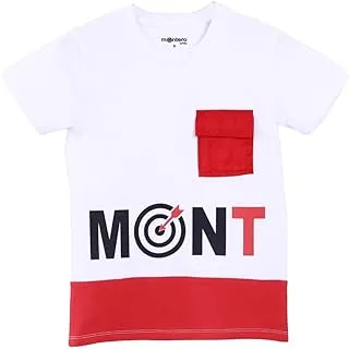 Montero Cotton Half Sleeves T-Shirt Printed Mont For Boys-White&Red-13Year- Regular Fit