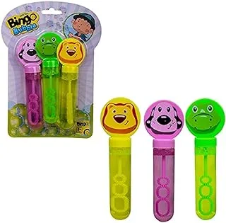 Bingo animal shaped bubble bottle, 3 pieces, 14 cm - multi color