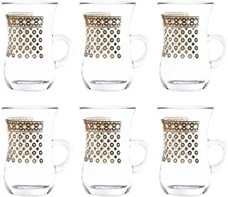 Dimlaj cascade printed finest durable glass terkish tea set, 6 pieces