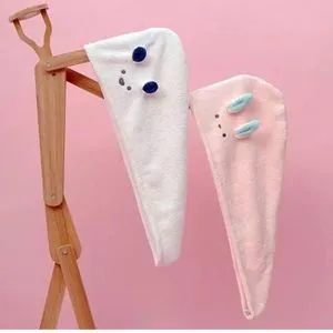 Microfiber Hair Drying Towel With A Butto