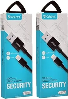 Celebrat CB-09i Cable lightning charging Containing Speed High and Data transfer For Multi Devices Set Of 2 Pieces 1000MM - Black