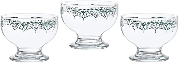 Dimlaj veil printed finest durable glass ice cream bowl set, 3 pieces