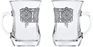 Dimlaj gande printed finest durable glass terkish tea set, 2 pieces