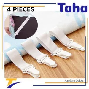 Taha Offer Elastic Bed Mattress Sheet Clips  Set  4 Piece White Color