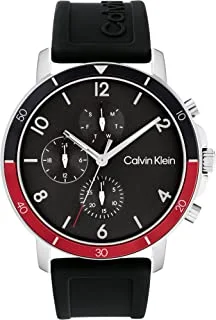 Calvin Klein Casual Watch for Men, Quartz Movement, Analog Display, Black Silicone Strap-25200072