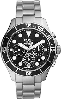 Fossil Watch for Men, Quartz Movement, Analog Display, Silver Stainless Steel Strap-FS5725