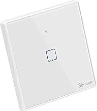 Sonoff tx t2uk1c tx uk plug 1 gang way wifi smart touch light switch glass panel switch, white