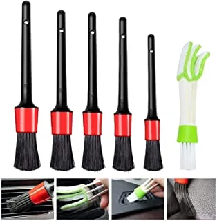 Ixport 6pcs car cleaning detailing kit, automotive detailing brush set, car detailing supplies for cleaning automotive interior, wheels, exterior, leather