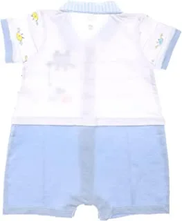 lovely land Baby Boys Baby Blue, White & Yellow Baby Boy Jumpsuit Salopete (pack of 1)