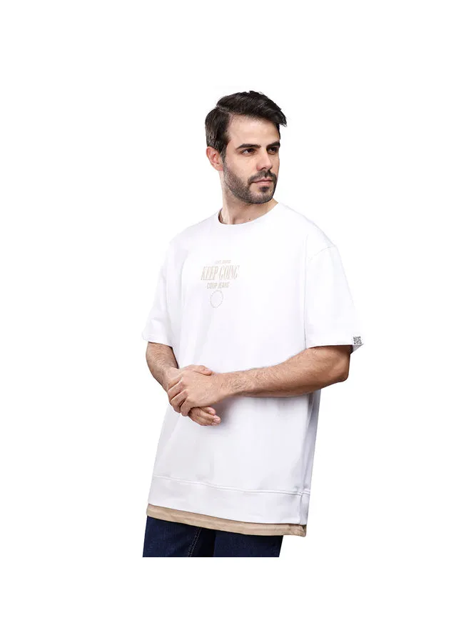 Coup Coup Printed T-Shirt For Men - loose Fit Fit - WHITE