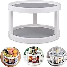 U-HOOME Non-slip Lazy Susan Turntable Cabinet Organizer 2 Tier 360 Degree Rotating Spice Rack 10 Inch Kitchen Storage Turntable for Cabinet, Pantry, Refrigerator, Countertop (Double Layer)